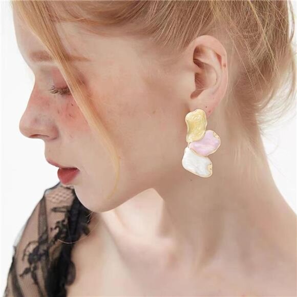 Colorful Flower Earrings – Large Floral Statement Design - Picture 4 of 6